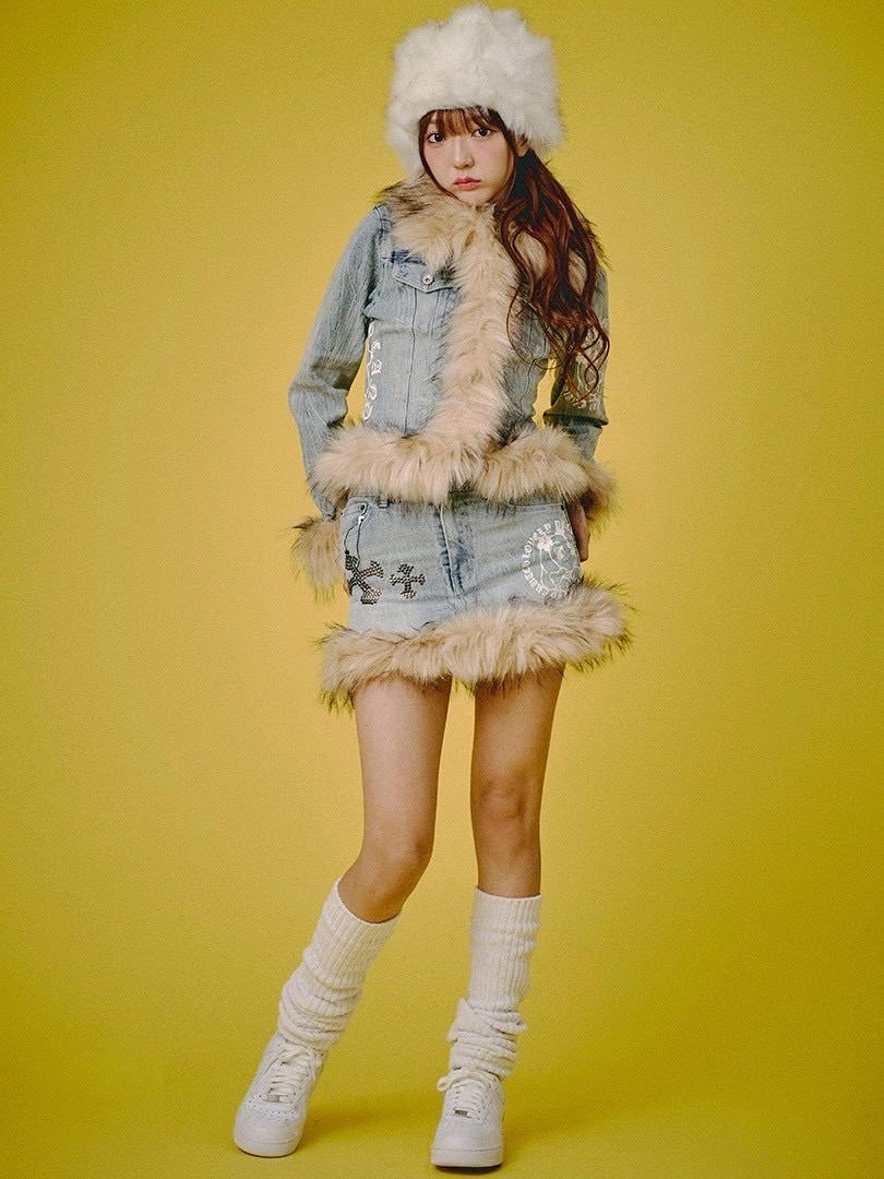 【GALFY】ぎゃるちゃんファーデニムミニ