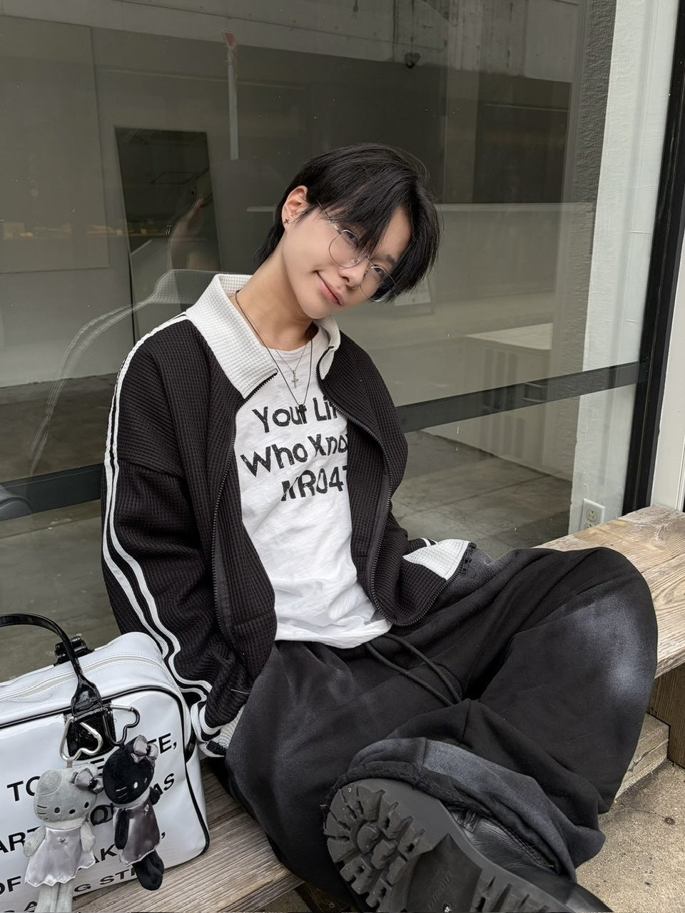 受注制【LUV CODE】raschel knit track jacket (2color)