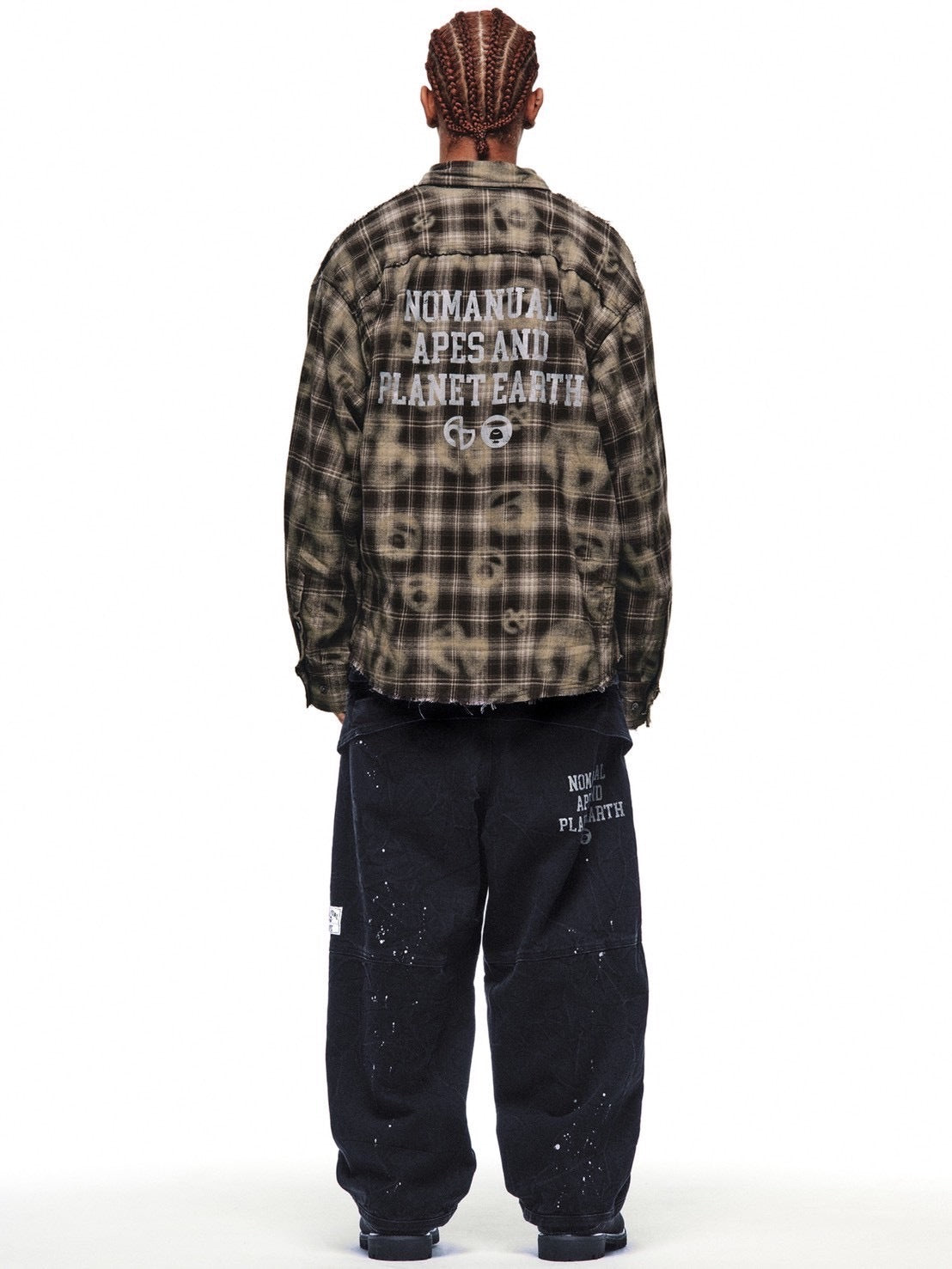 【AAPE X NOMANUAL】AAPE X NOMANUAL SPRAYED SYMBOL CHECK SHIRT