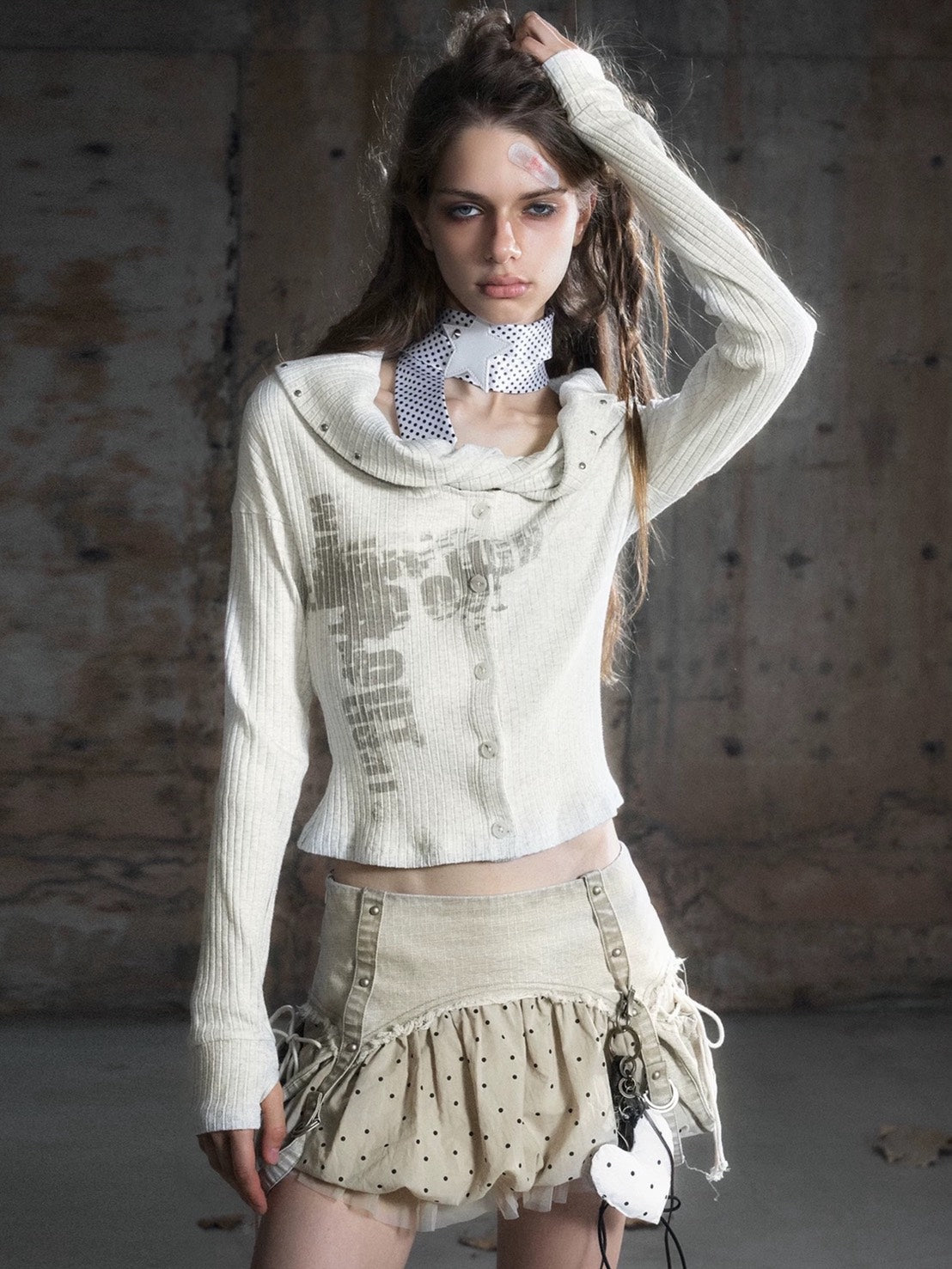 【Cest Nous】Off Shoulder Print Top / 【セヌー】オフショルダープリント長袖トップス