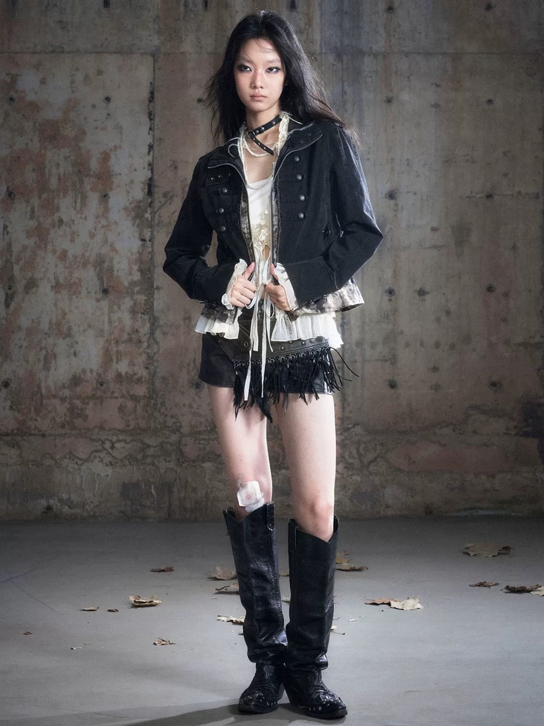 【Cest Nous】Baroque Jacket / 【セヌー】ハイネックバロックジップアップデニムジャケット