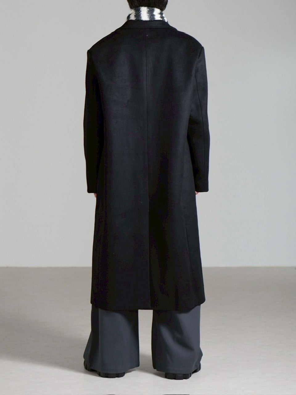 受注制【Chikashitsu +】overfit cashmere blend double long coat / 【チカシツプラス】オーバーフィットカシミヤブレンドダブルロングコート (3color)