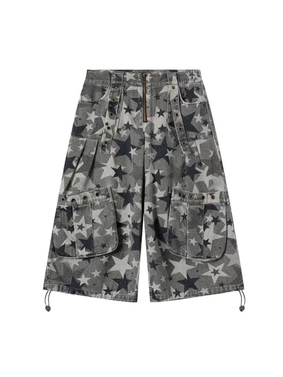 【Cest Nous】Star camouflage capri pants / 【セヌー】スターカモフラージュポケットハーフパンツ