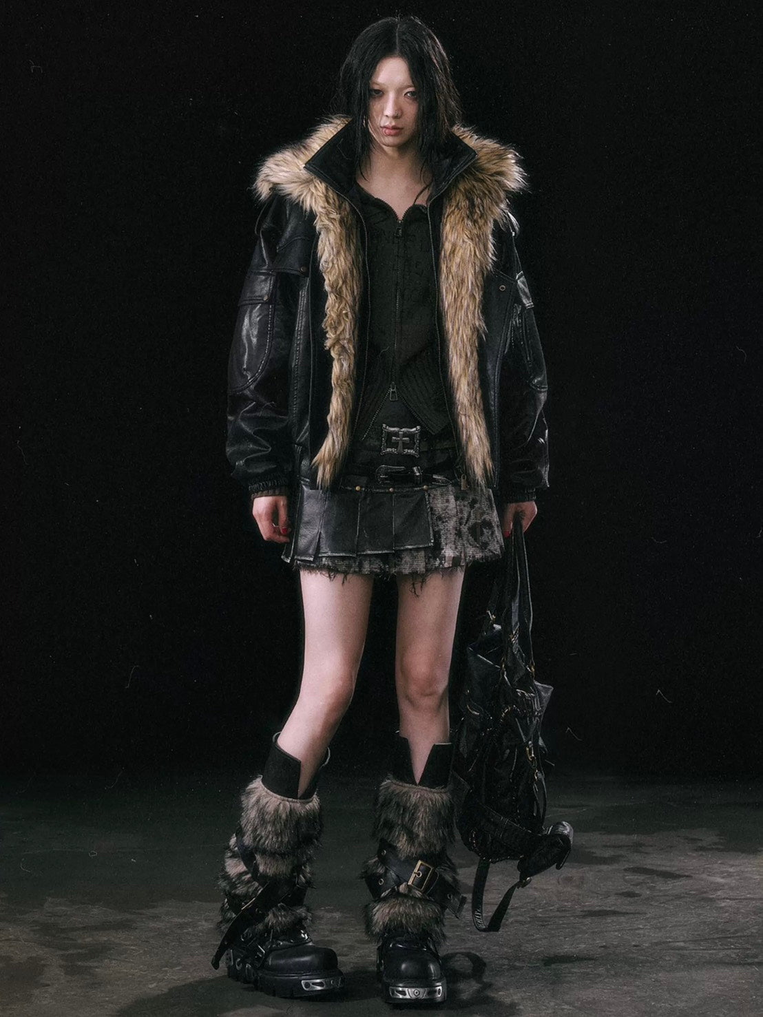 【Cest Nous】Oversize Fur collar Jacket / 【セヌー】オーバーサイズファーカラーコーティングジャケット