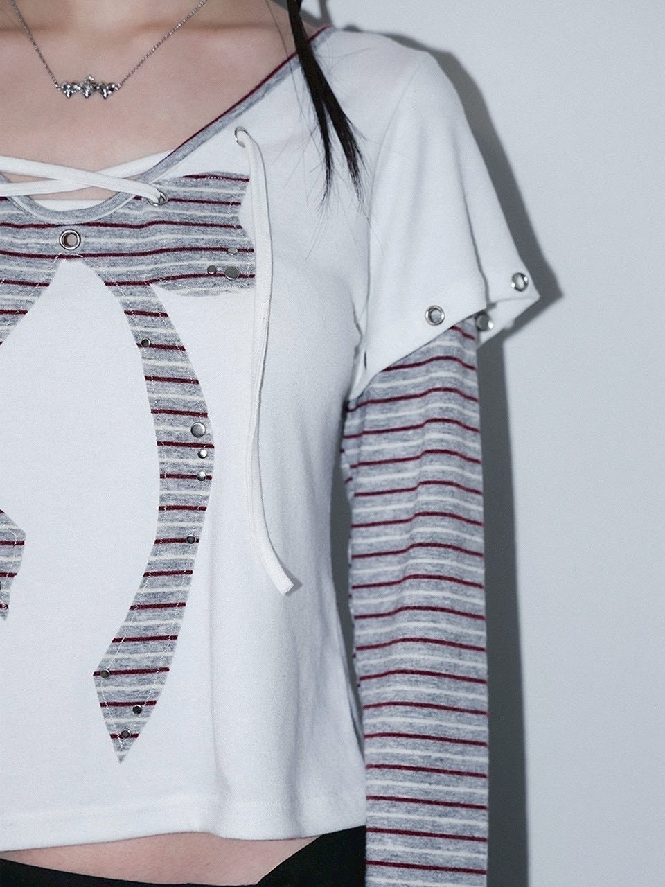 1/2 20:00発売【CHERRYQUIRI】punky bow layered tee