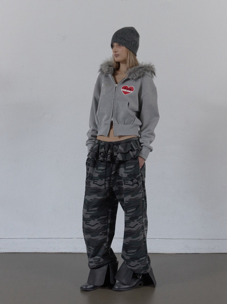 【SETUP‐EXE】FUR TRIMMING HOODED ZIP-UP / 【セットアップエグゼ】ファーフードジップアップパーカー