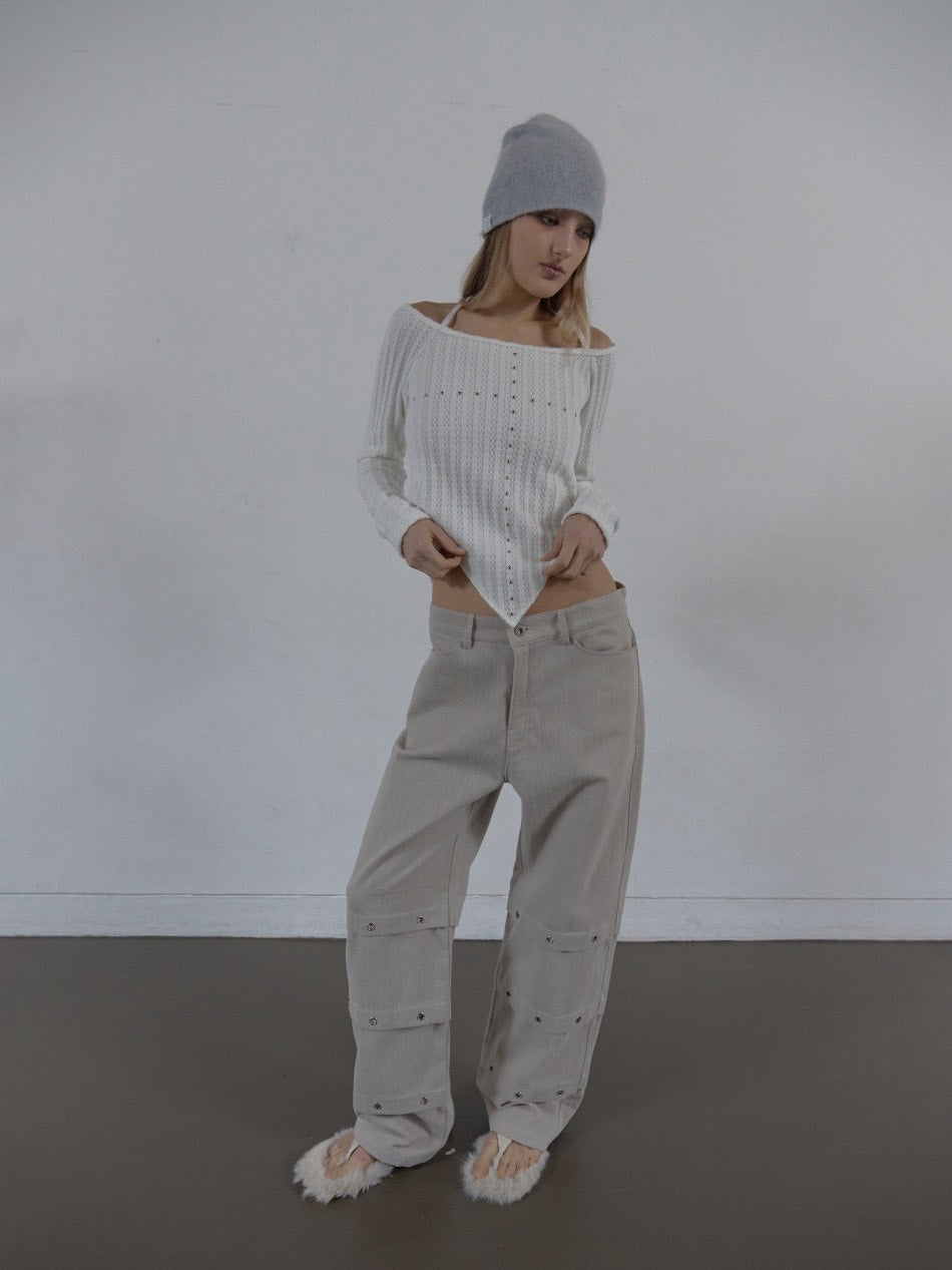 【SETUP‐EXE】WESTERN CROSS TOP / 【セットアップエグゼ】クロスオフショル長袖Tシャツ