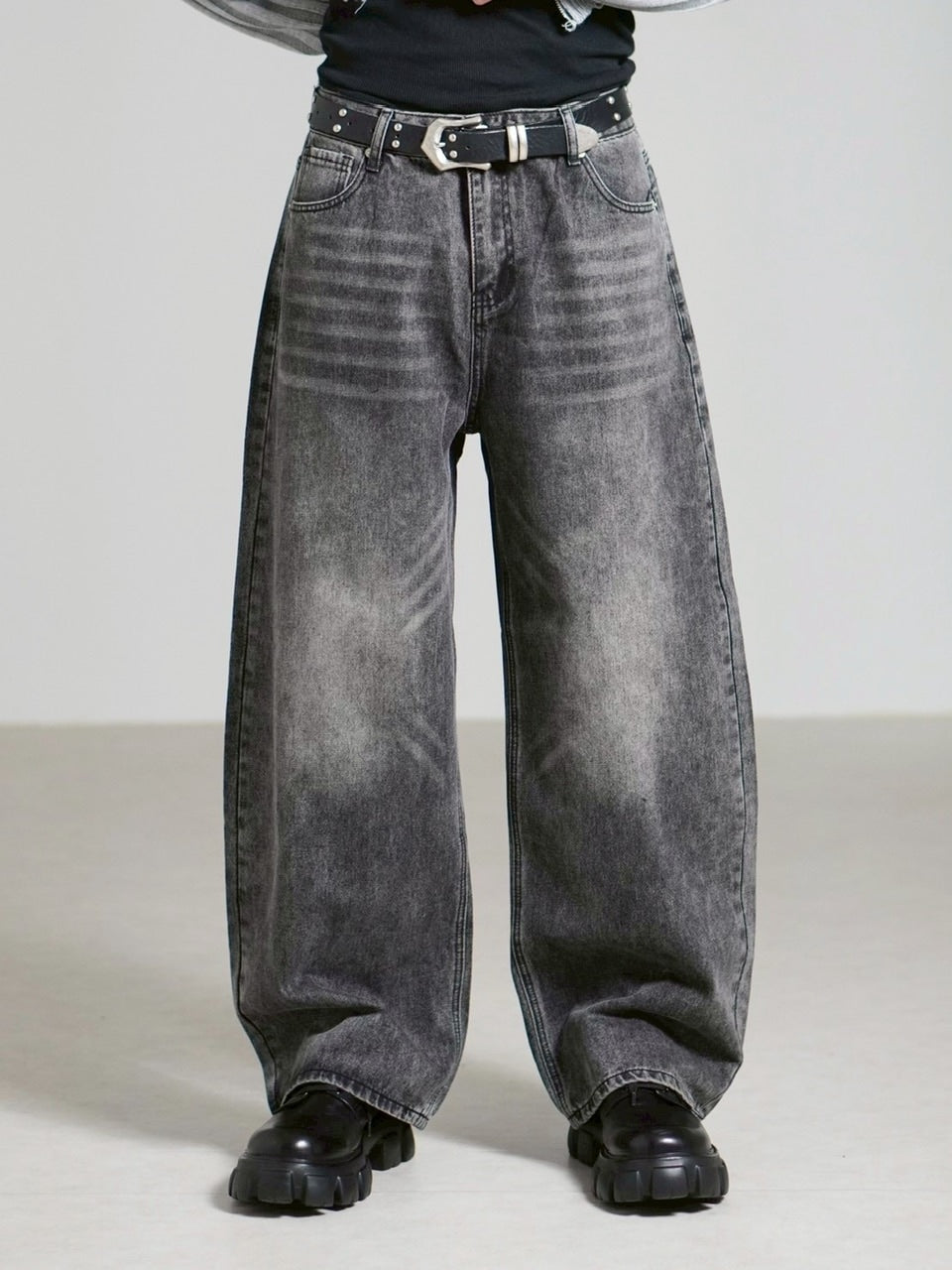 受注制【Chikashitsu +】brush wide leg denim pants (3color