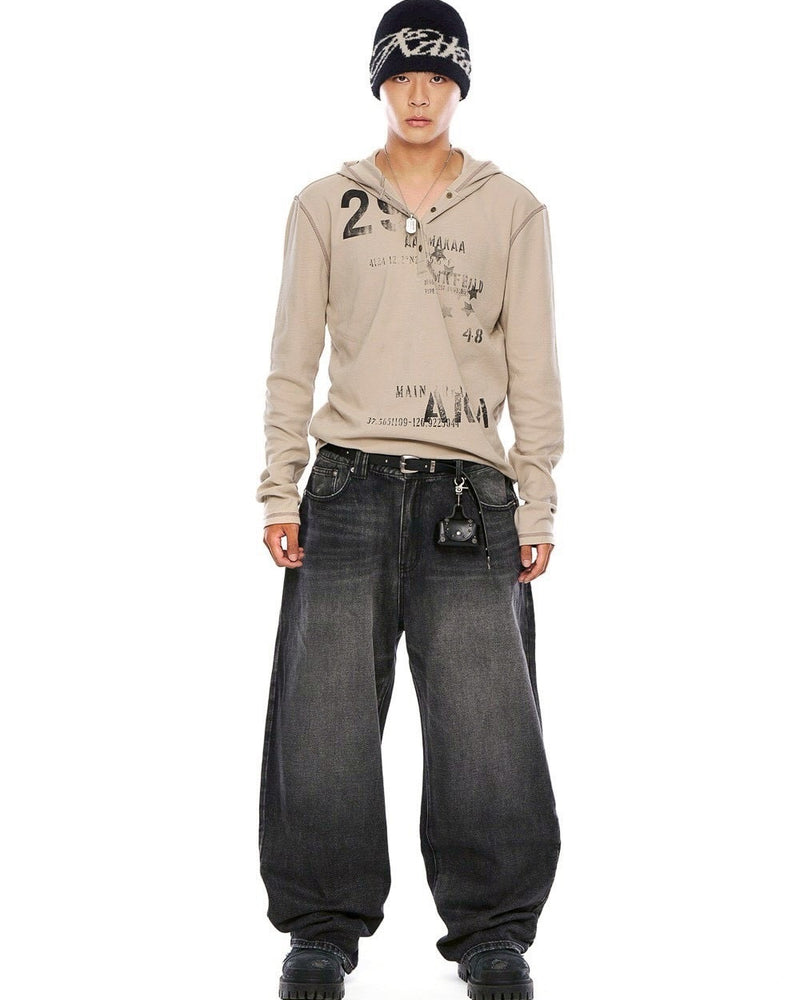 【AAKAM】Numbering Hooded Long Sleeve