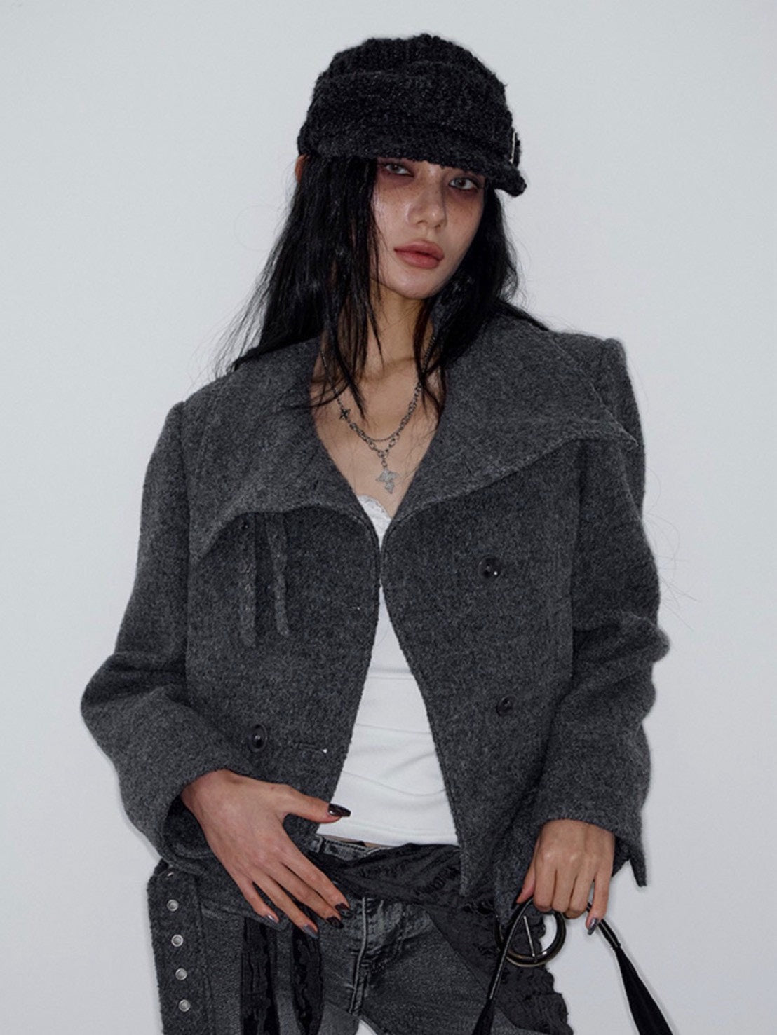 【NOT KNOWING】Buckle Bellboy Cap