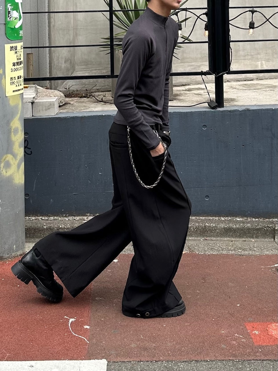 大阪店WEB限定受注制【Chikashitsu＋】mockneck zip long sleeve / 【チカシツプラス】モックネックジップ長袖Tシャツ (3color)