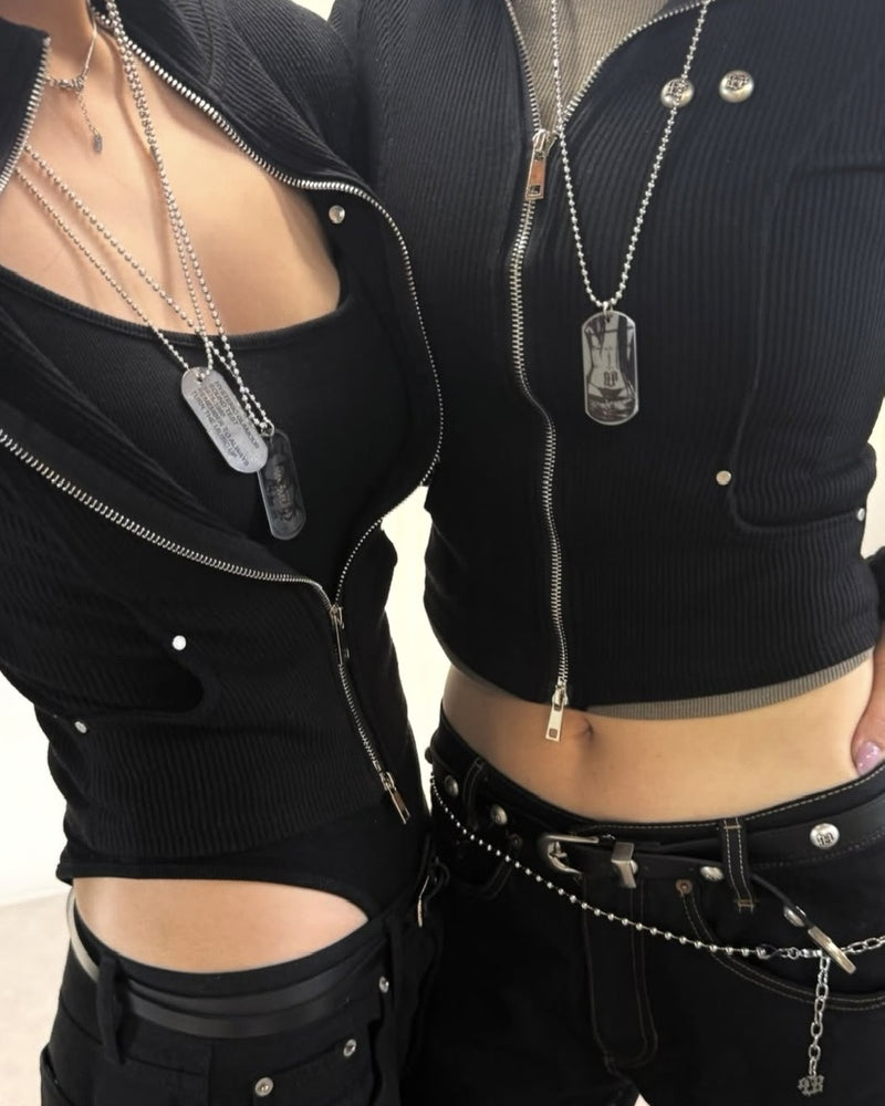 【BLACK PURPLE】Contour Skin Zip-Up