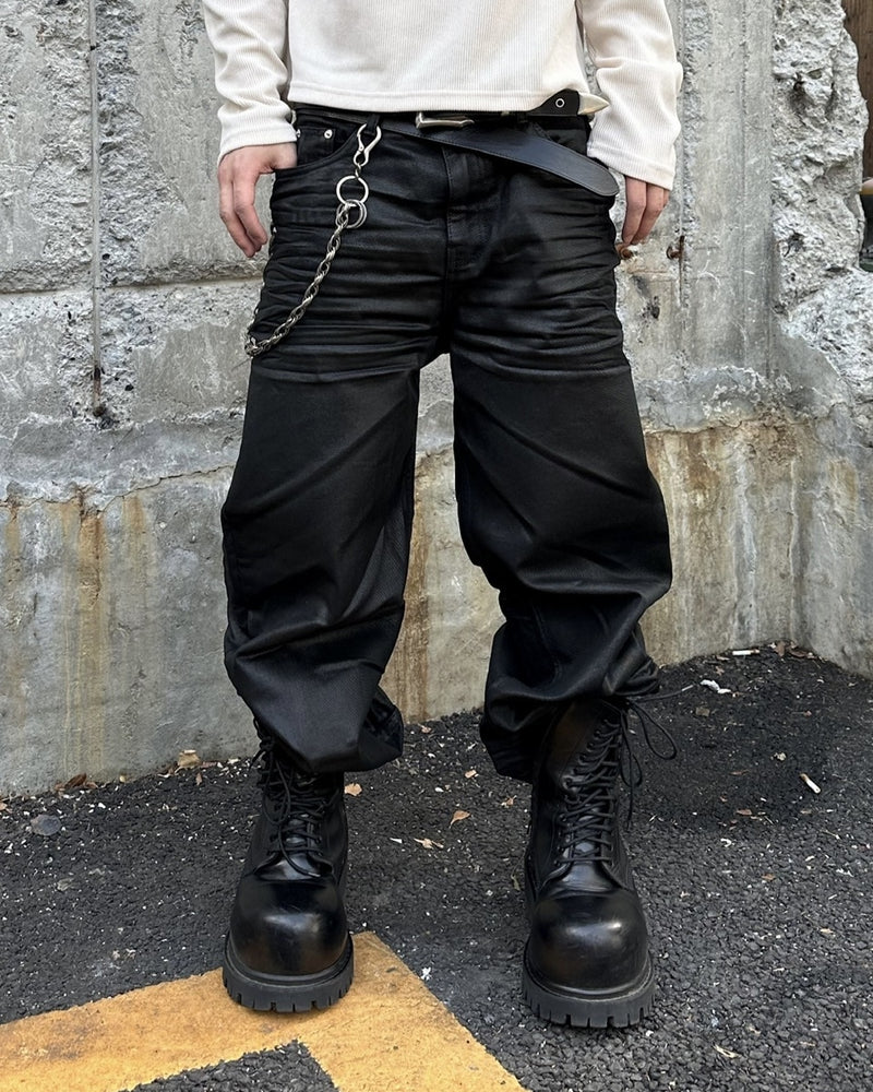 大阪店WEB限定受注制【Chikashitsu +】emboss coating denim pants / 【チカシツプラス】エンボスコーティングデニムパンツ
