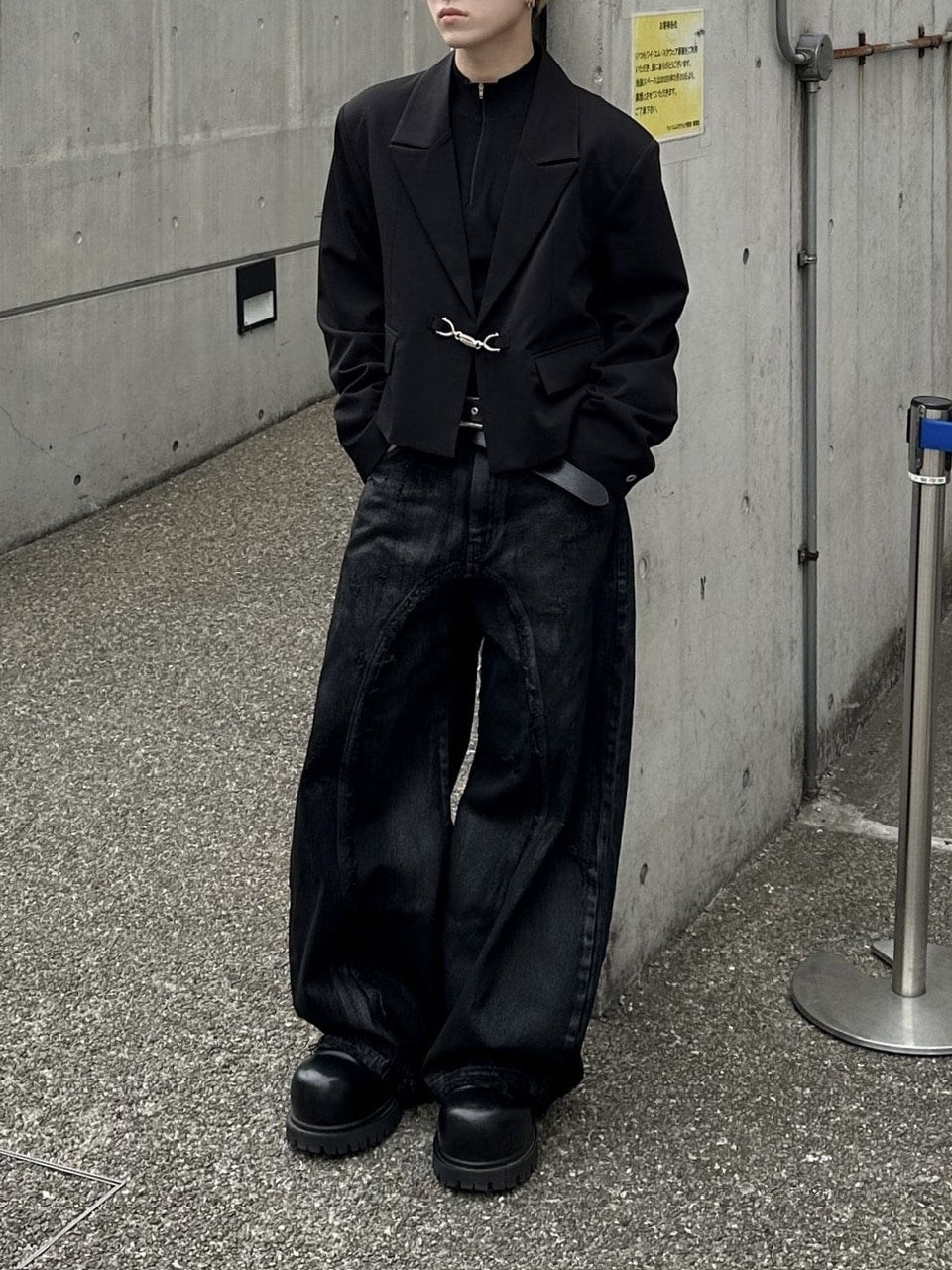 大阪店WEB限定受注制【Chikashitsu＋】mettal buckle cropped jacket / 【チカシツプラス】メタルバックルクロップジャケット