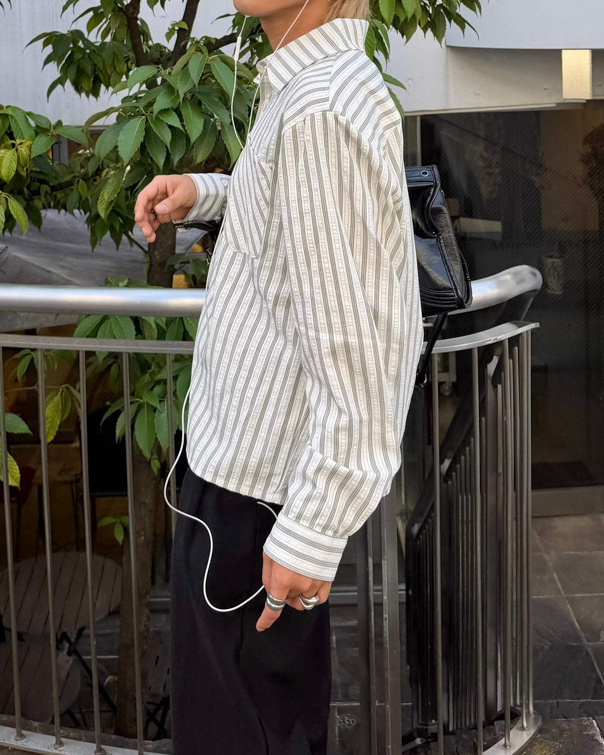国際配送【RENOL】stripe boxy shirt