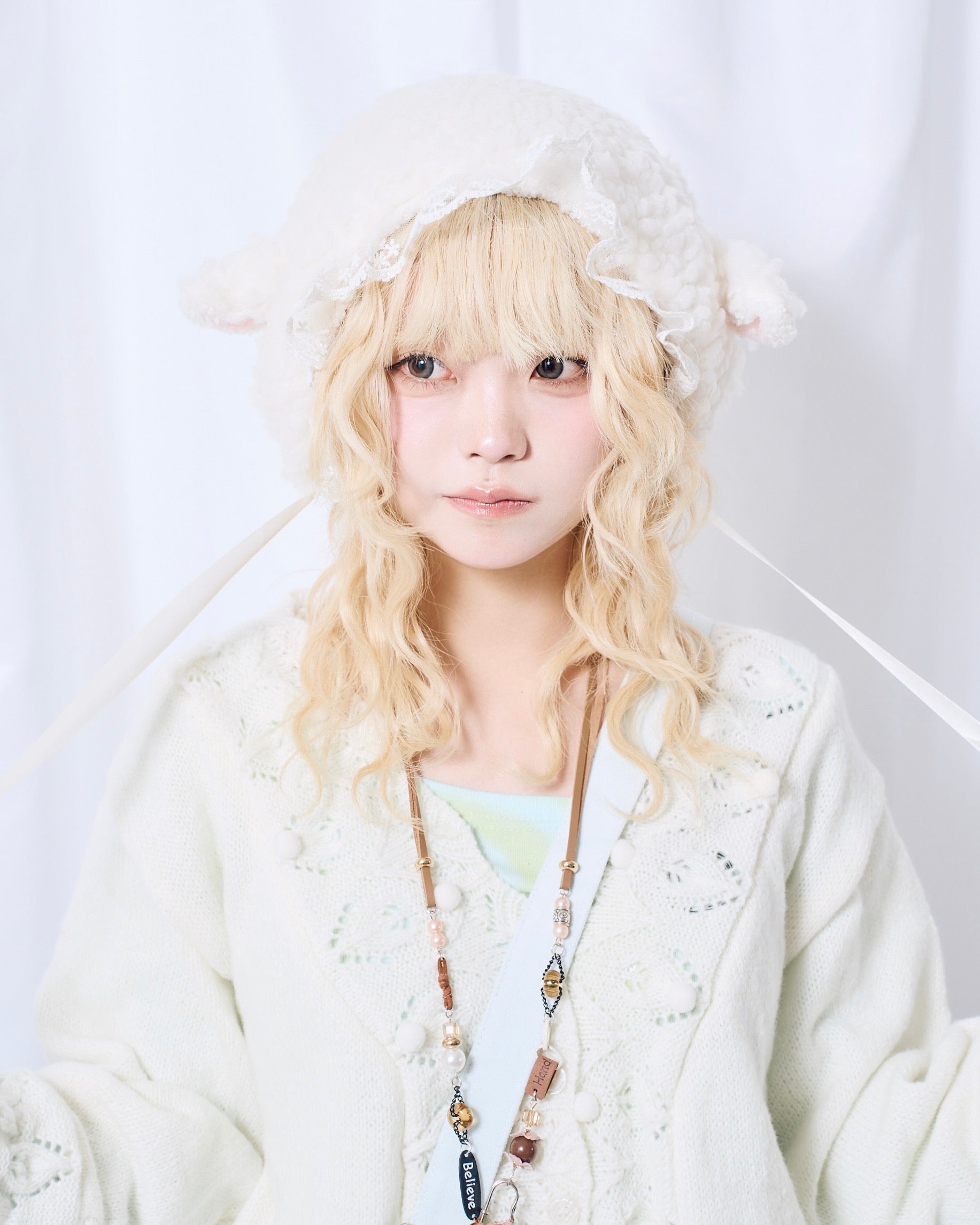 9/18 20:00 発売 国際配送【Nerd out XU】lace sheep bonnet
