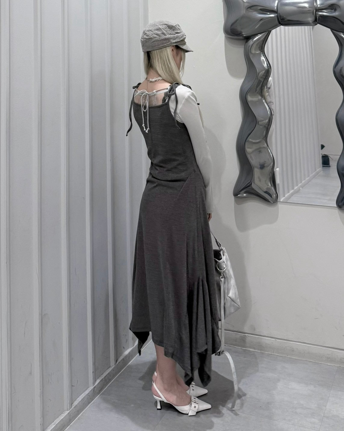 受注制【nmtc+】Curve Layered Long Skirt (2color)