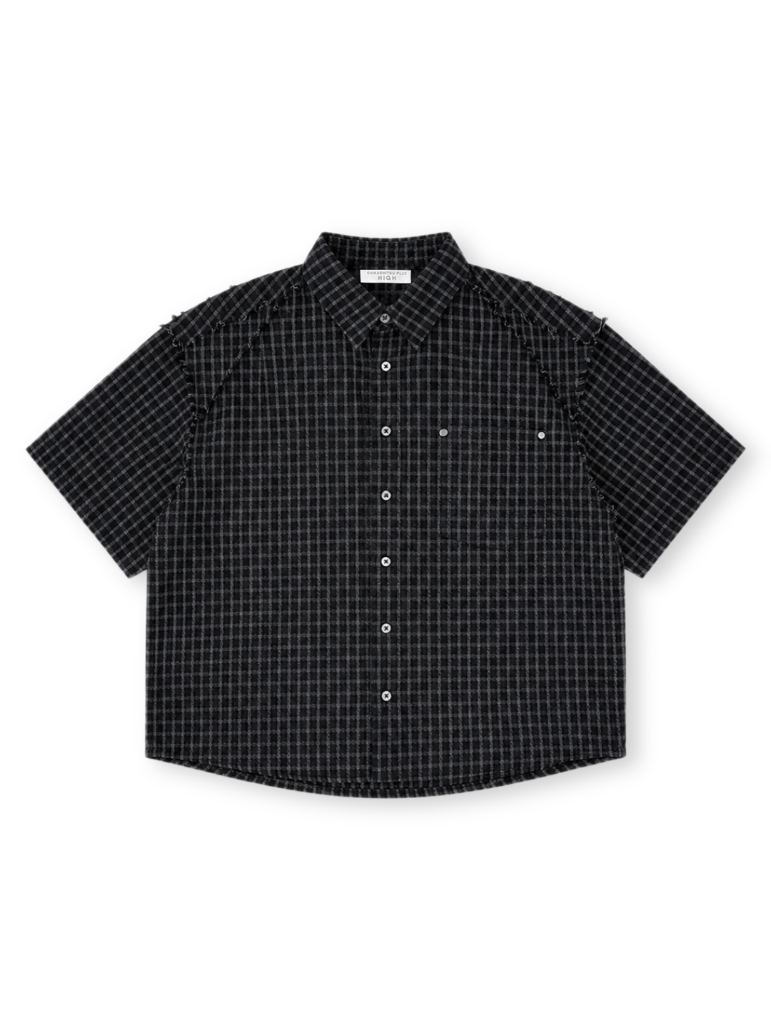 5/23 20:00発売【CHIKASHITSU PLUS HIGH】Raw edge seersucker check shirt
