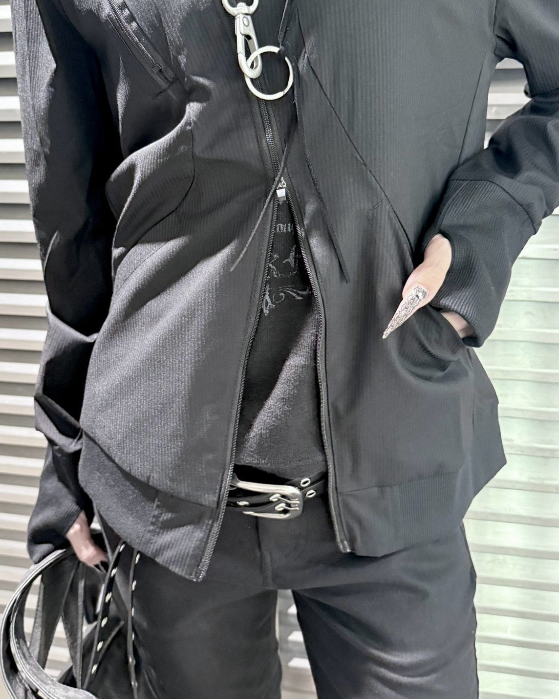 受注制【nmtc+】Asymmetric pocket zip-up Slim Jacket