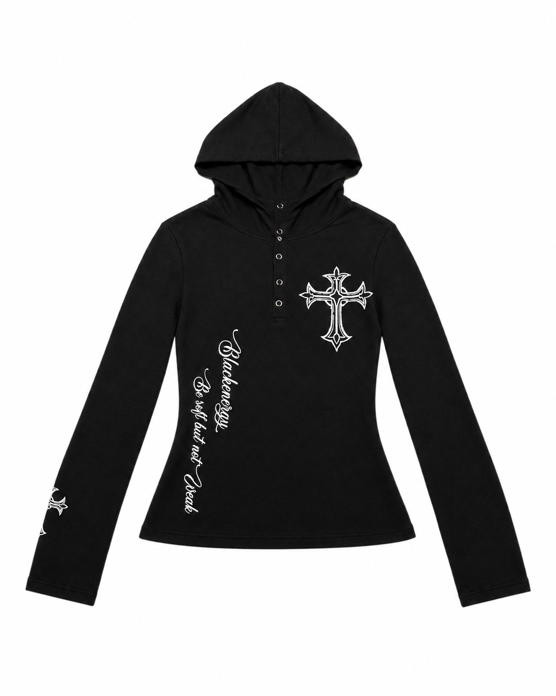 国際配送【Never mind the XU】Gothic Cross Hooded Long Sleeve