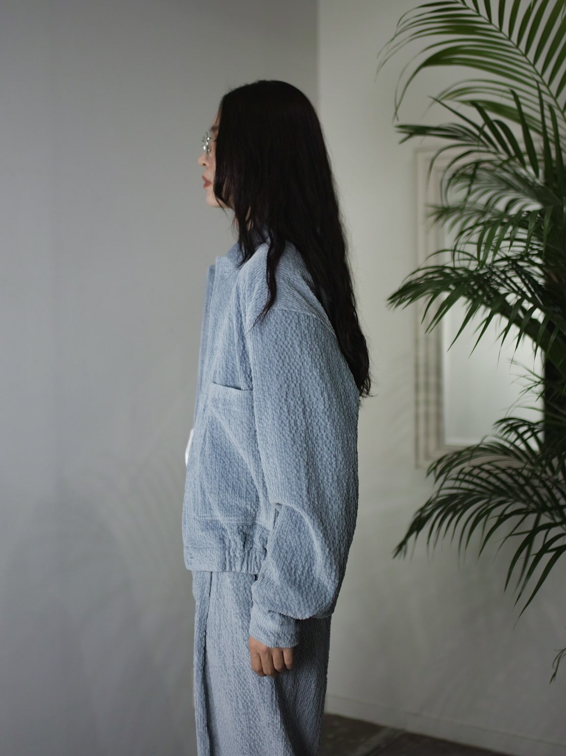 受注制【Chikashitsu +】set up design corduroy cropped jacket (3color)