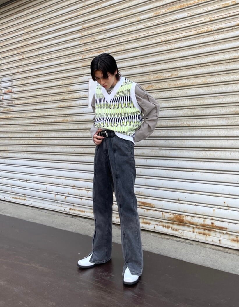 受注制【Chikashitsu +】design denim pants