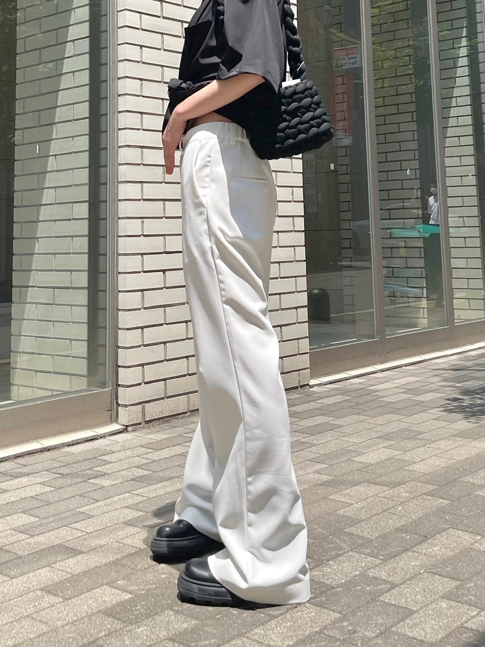 【Chikashitsu + ORIGINAL】full length flare slacks (2color)