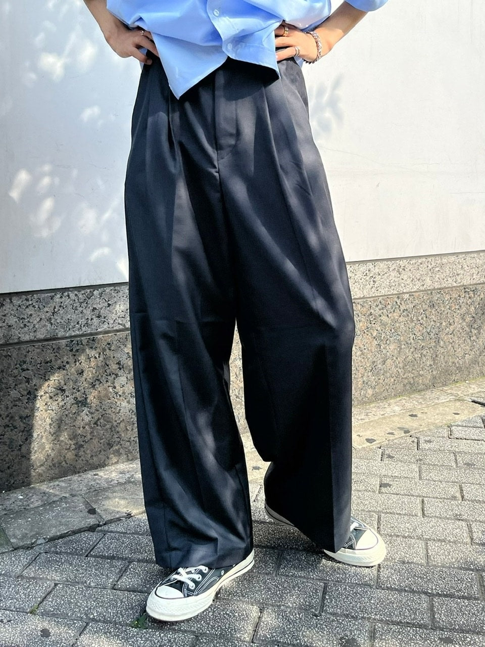 受注制【Chikashitsu +】wide tuck slacks (3color)
