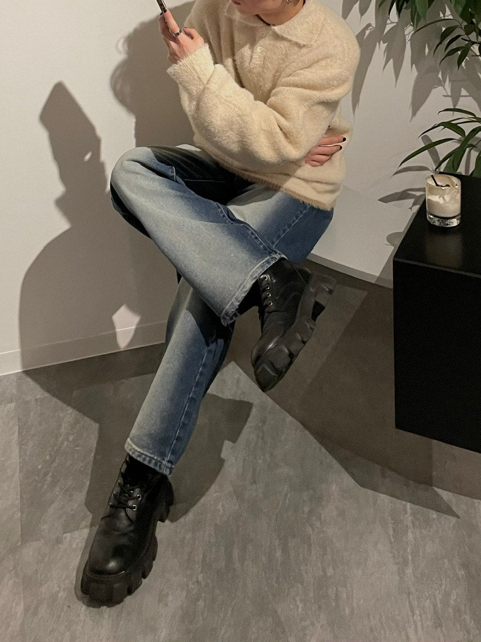 【Chikashitsu +】vintage wash denim pants (2color) / 【チカシツプラス】ヴィンテージウォッシュデニムパンツ