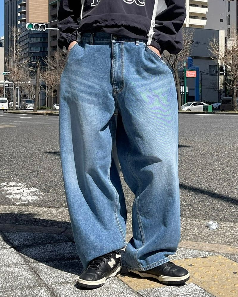 受注制【Chikashitsu +】oversized denim pants (2color)