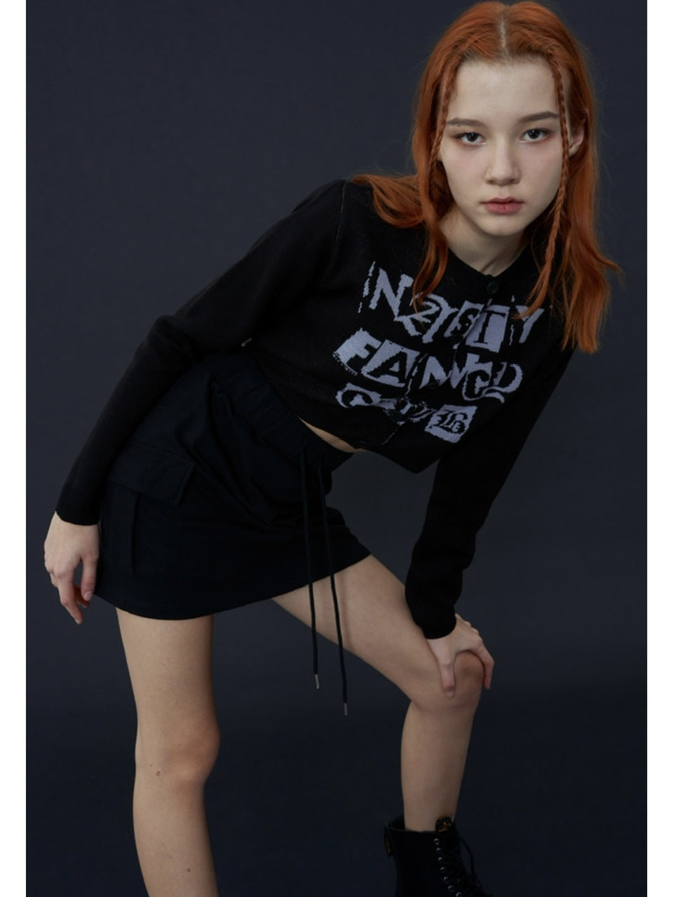 【FANCY CLUB】FANCY STAMP CROP CARDIGAN