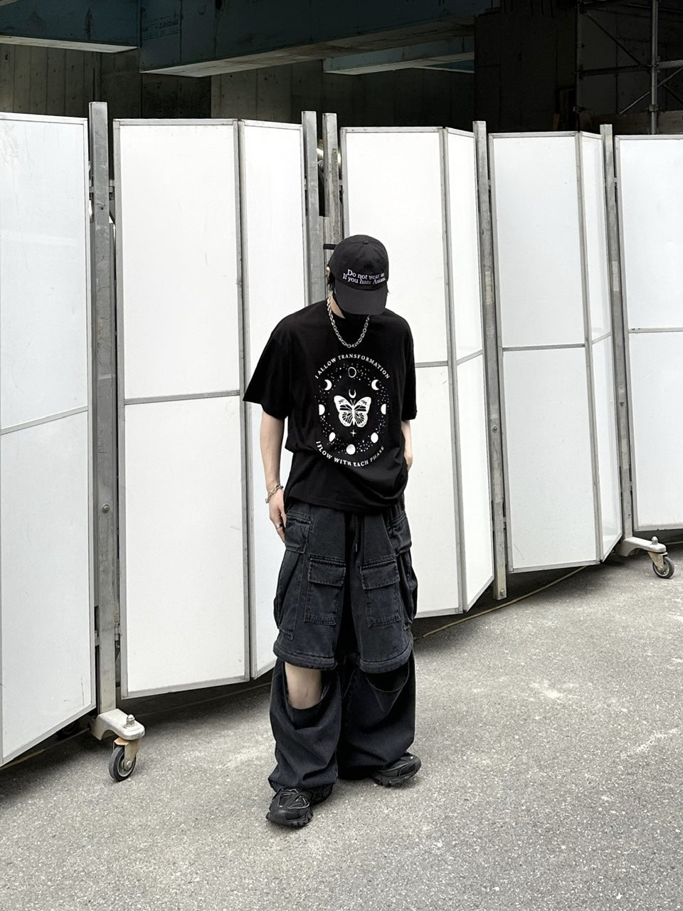 受注制【Chikashitsu +】2way heavy pocket denim cargo pants (2color)