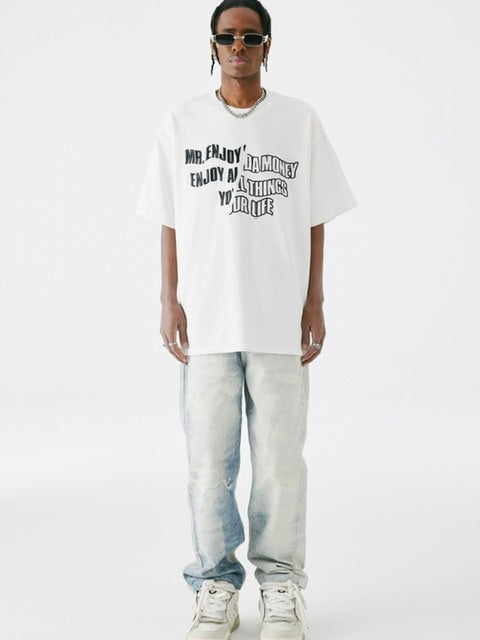 【MR. ENJOY DA MONEY】Cutting font short sleeves