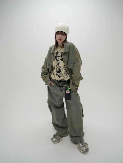 受注制【Never mind the XU】set up washed denim jacket (2color)