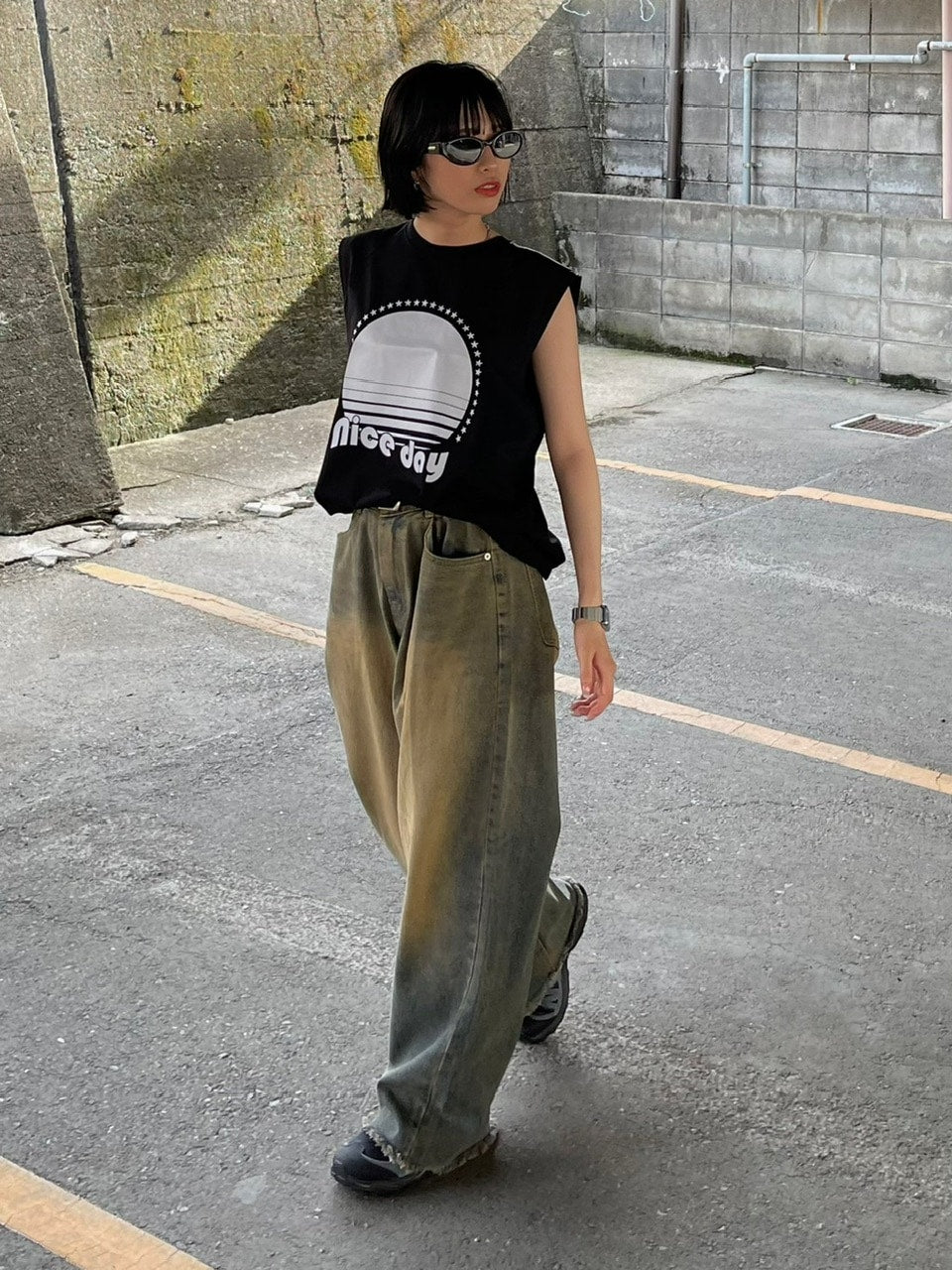 受注制【Chikashitsu +】vintage faded wash denim pants