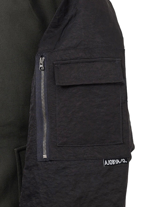 【AJOBYAJO】Fourfold Nylon Mixed Bomber Jacket
