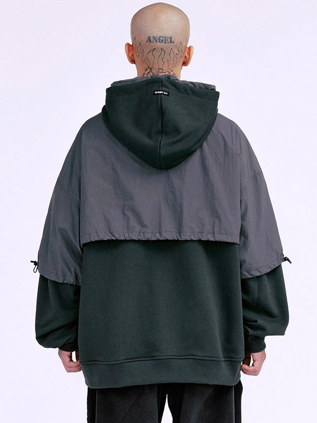 【AJOBYAJO】Layered Nylon Hoodie / 【アジョバイアジョ】レイヤードナイロンフード長袖パーカー