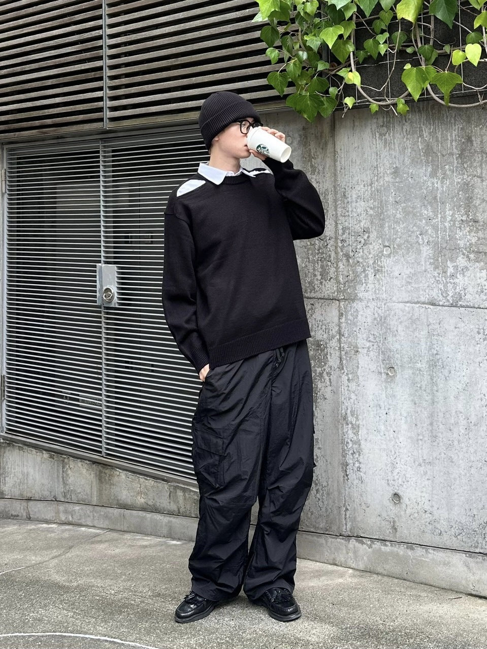 受注制【Chikashitsu +】shoulder slit knit (4color)