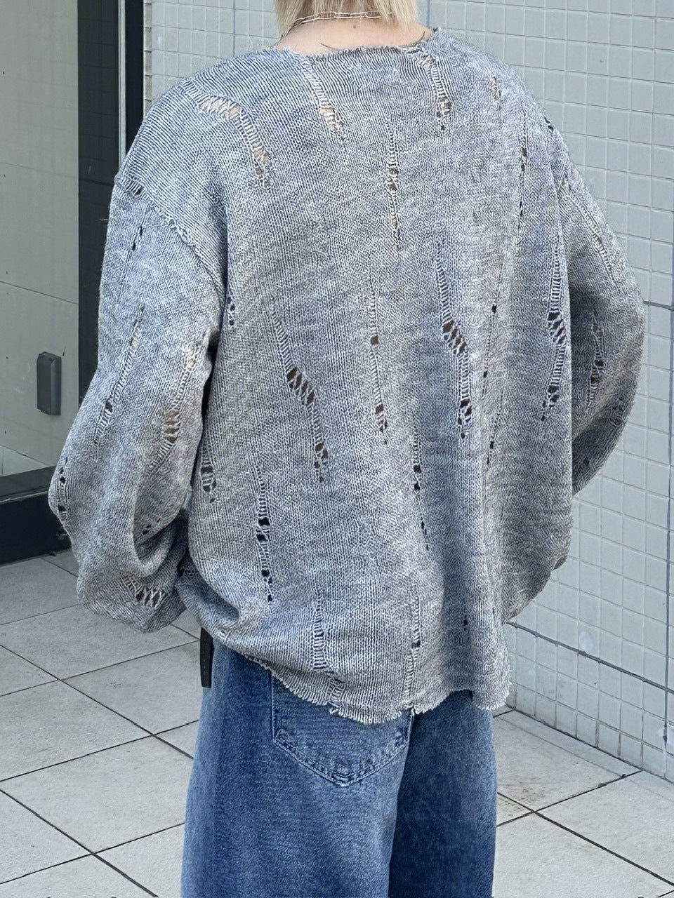 大阪店WEB限定受注制【Chikashitsu +】damage mohair knit (3color)