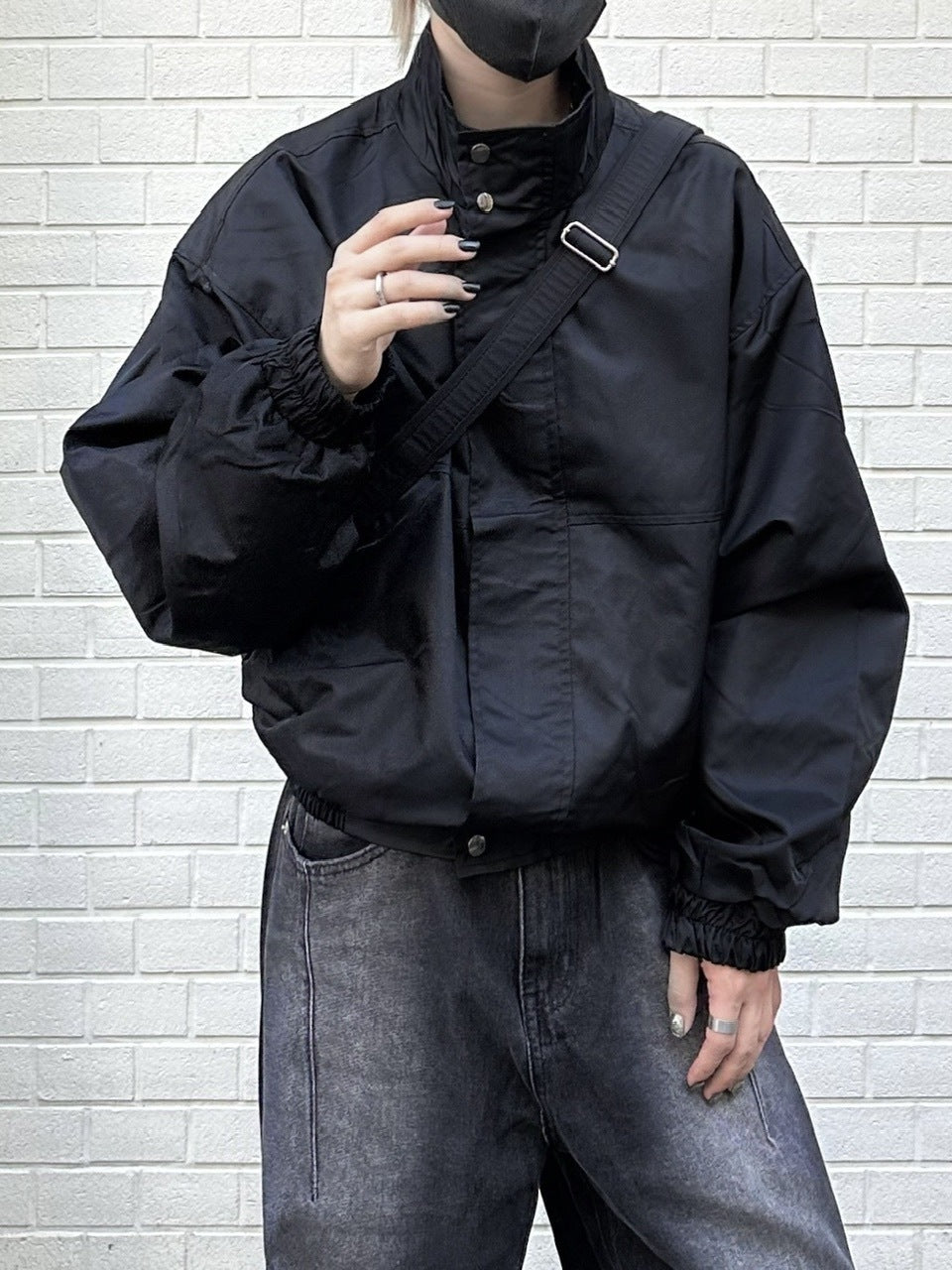 大阪店WEB限定受注制【Chikashitsu +】high neck bomber jacket (2color)