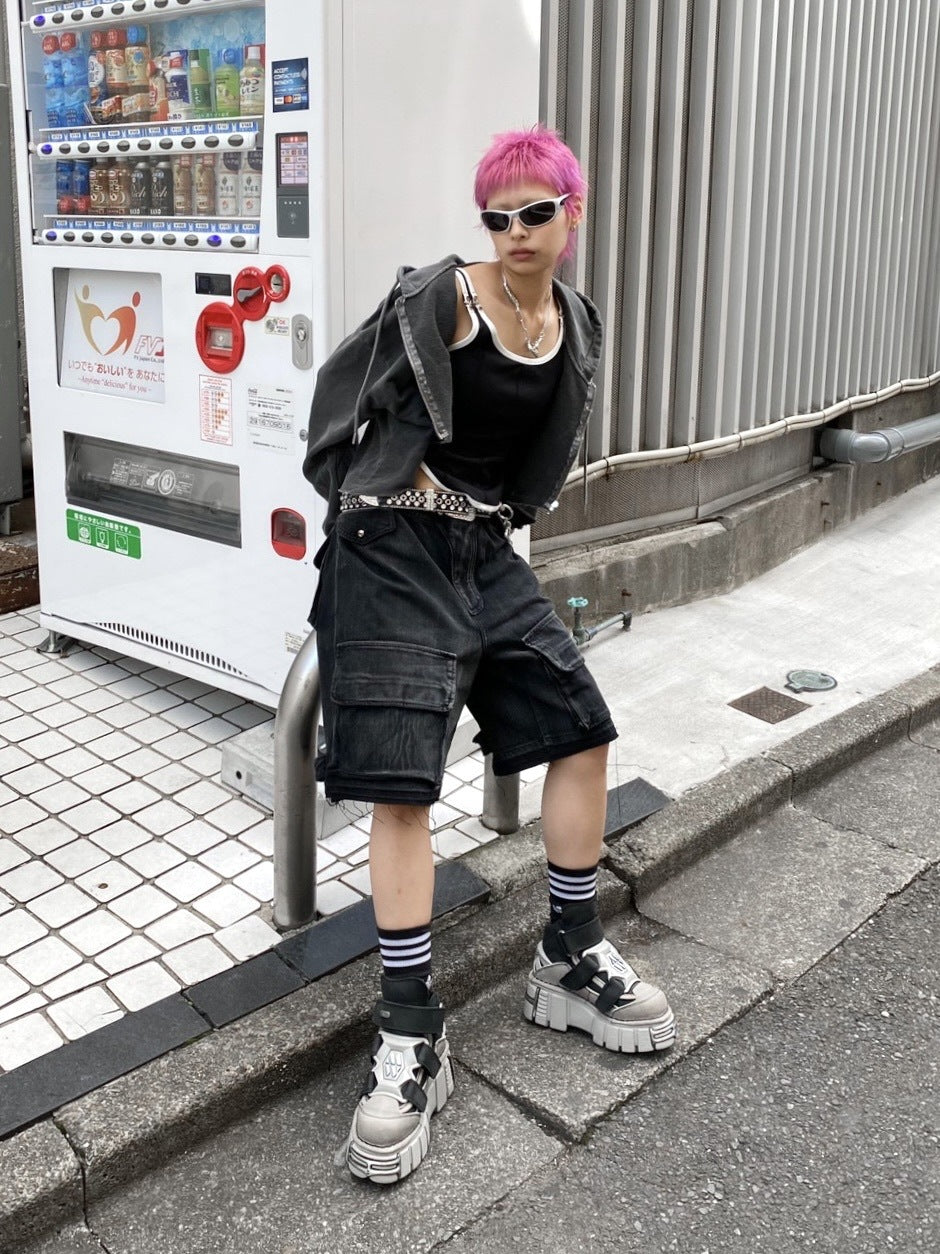 【Never mind the XU】star zip up crop hoodie (3color)