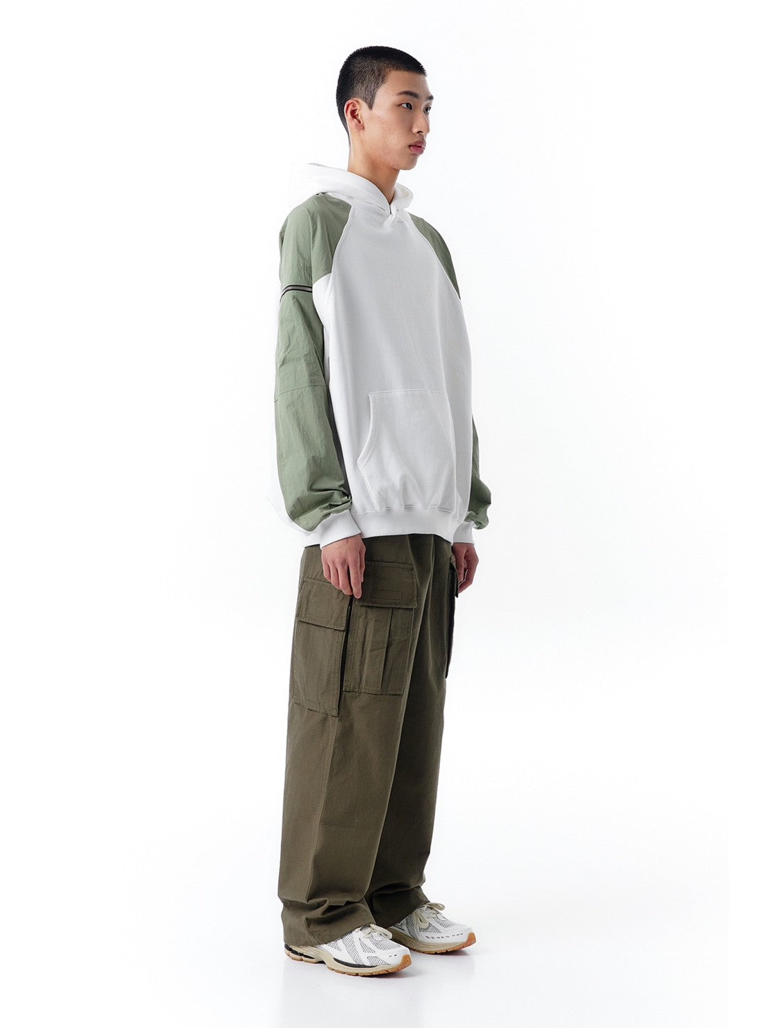 【OY】PANEL CONTRAST POCKET HOODIE