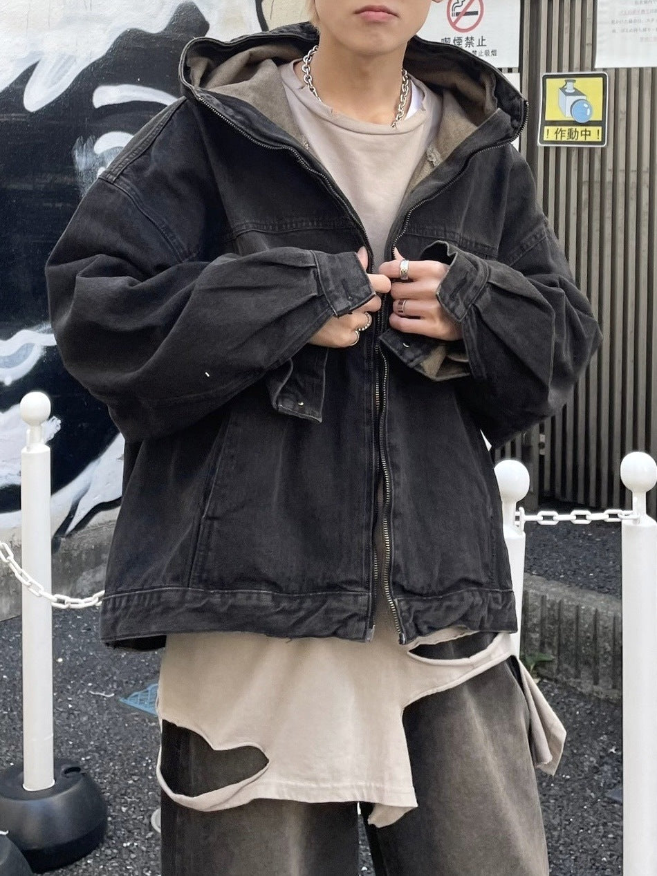 受注制【Never mind the XU】setup denim jacket (2color) / 【ネバーマインドザエックスユー】セットアップフードジップアップパーカーデニム長袖ジャケット