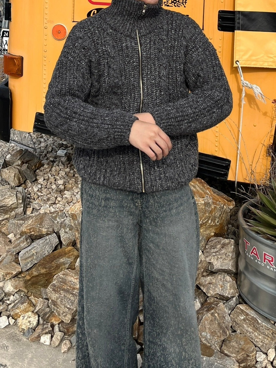 受注制【youll】zip up cable knit (5color)