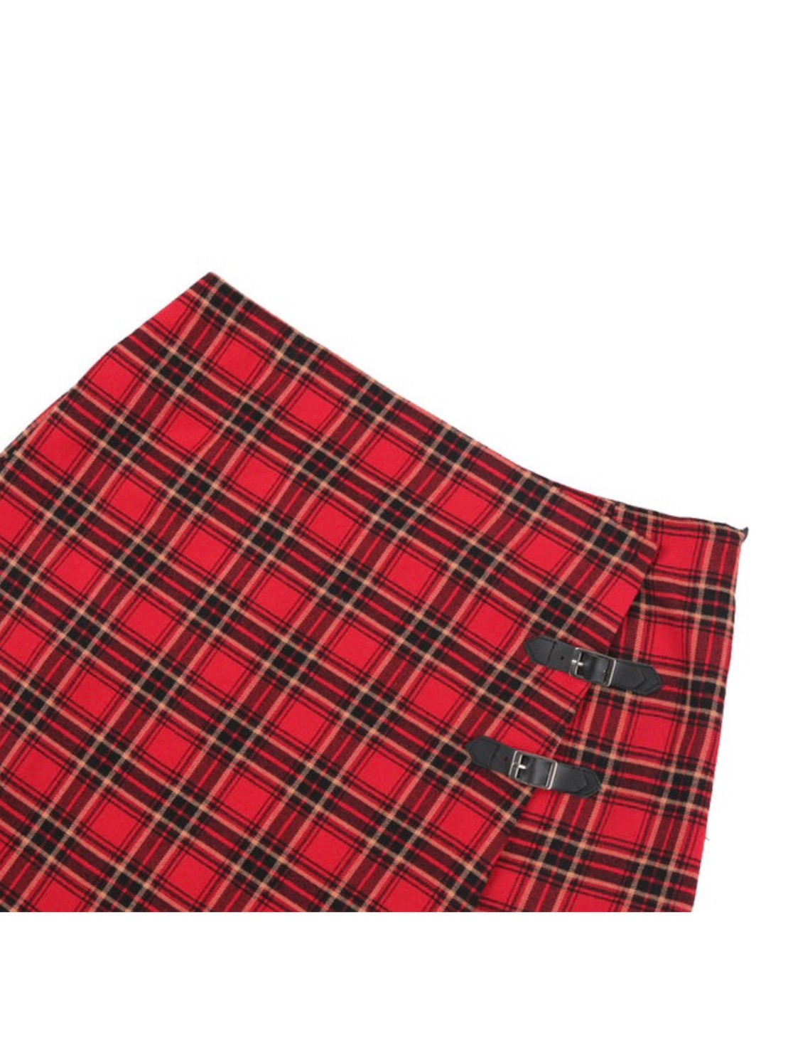 【FANCY CLUB】CHECK BUCKLE WRAP SKIRT / 【ファンシークラブ】チェックバックルラップミニスカート