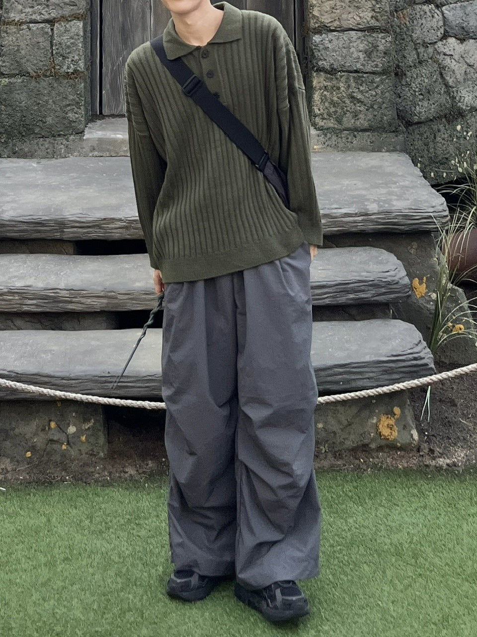 受注制【youll】snap button tuck wide pants (3color)