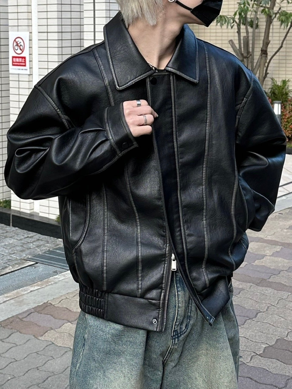 受注制【Chikashitsu +】leather blouson (2color)