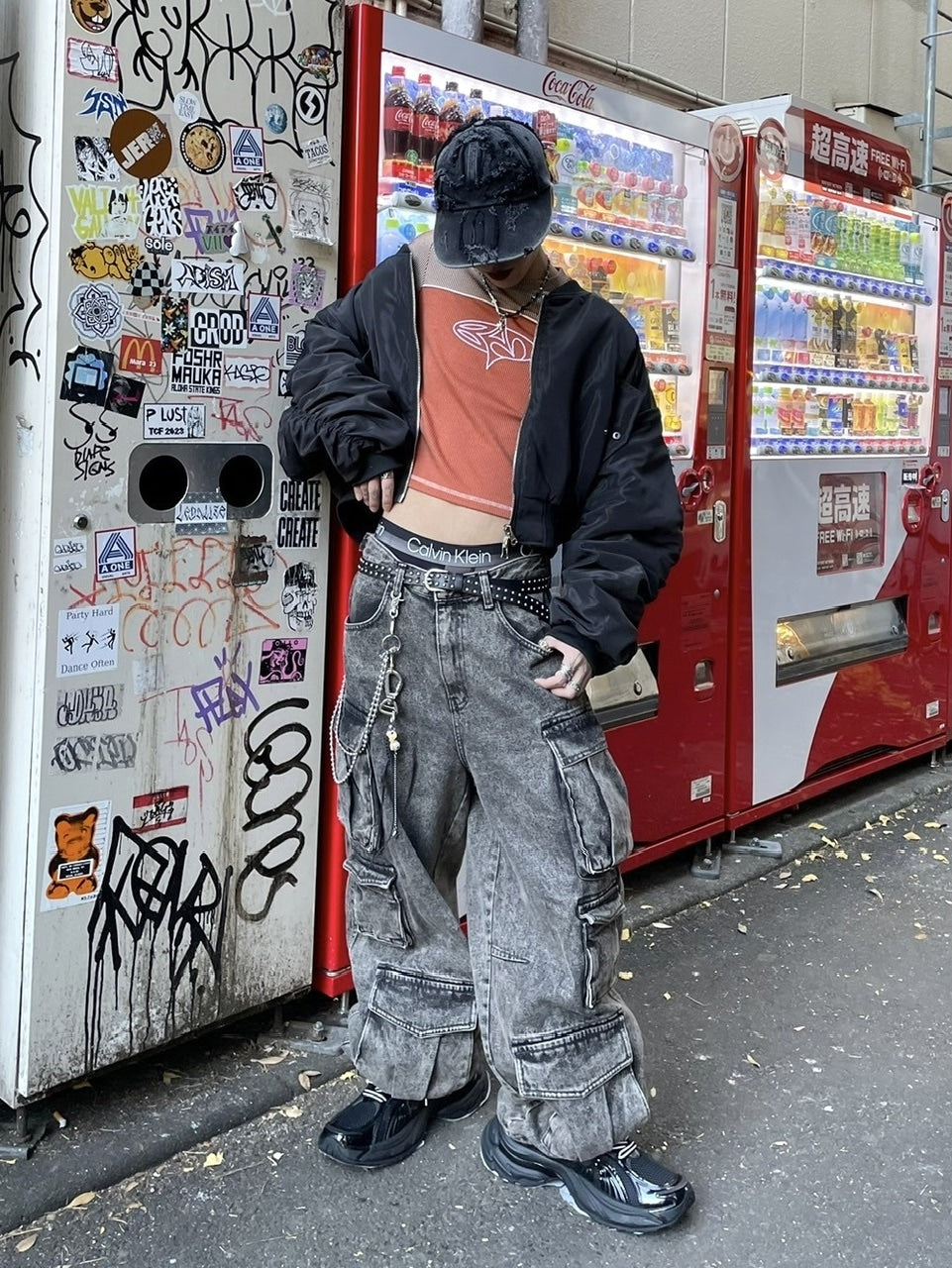 【Never mind the XU】pocket cargo denim pants 2 (2color) / 【ネバーマインドザエックスユー】ポケットカーゴワイドデニムパンツ