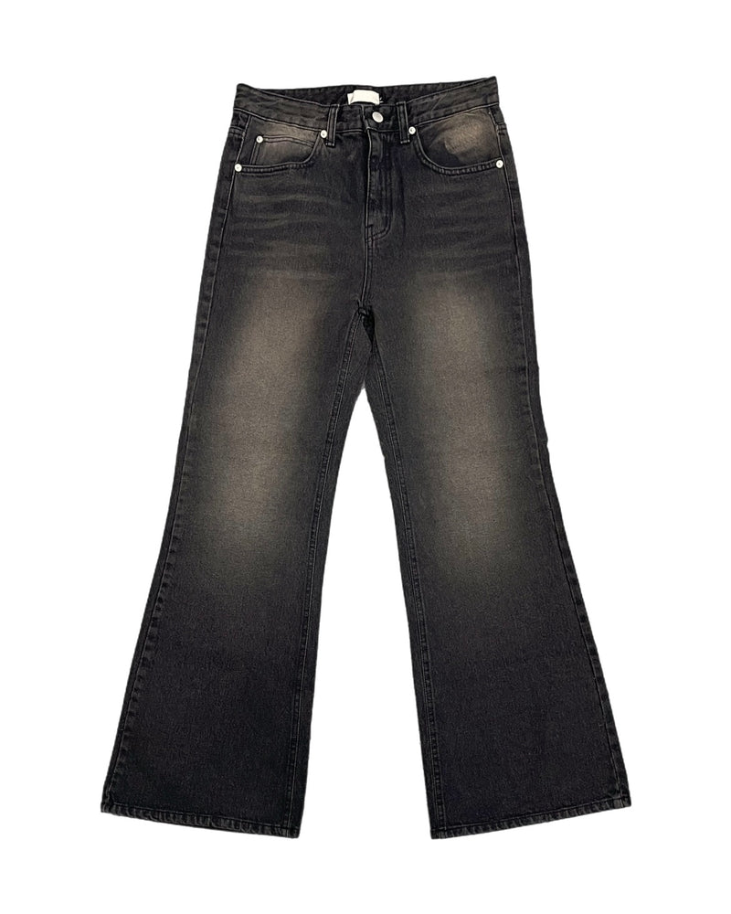【Chikashitsu +】vintage wash bootscut denim pants (2color)