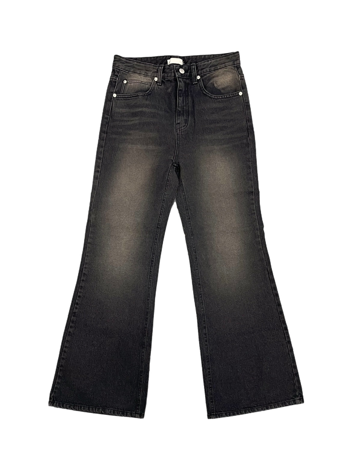 【Chikashitsu +】vintage wash bootscut denim pants (2color)